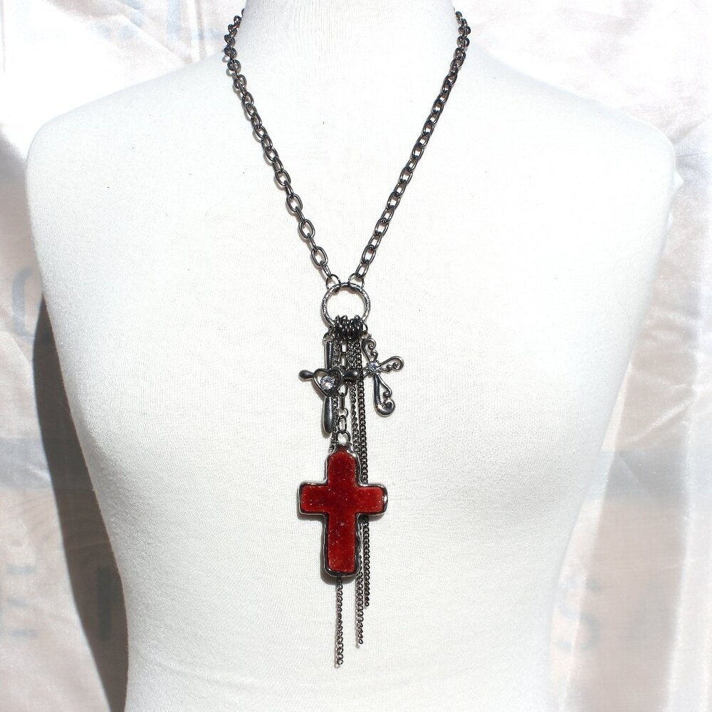Multi-Cross Charm Necklace Set - New w/Tags